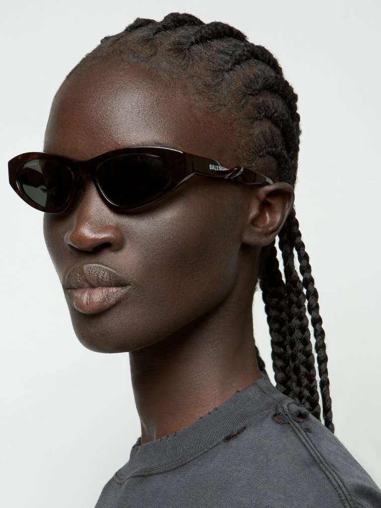Balenciaga Black Twist Logo Sunglasses With Black Case